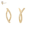 Twisted paved white Czs14K Gold Earrings