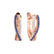 Brincos bicolores em ouro rosé com pedra Deep Blue