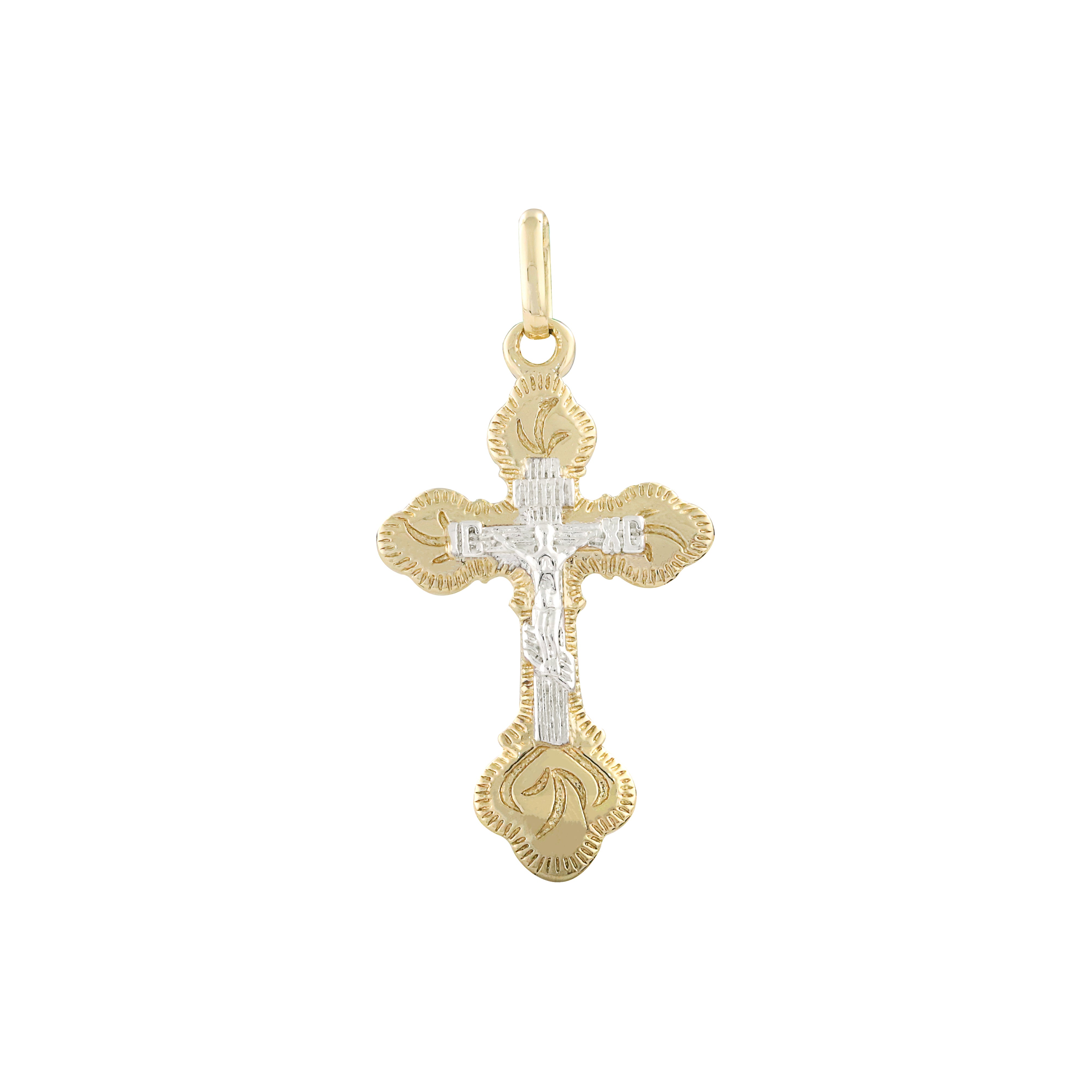 14K ゴールド ツートーン クロス ペンダント