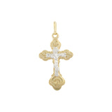 14K ゴールド ツートーン クロス ペンダント