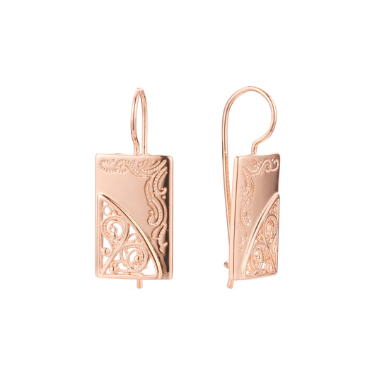 14K ゴールド、ローズゴールド メッキ色のワイヤー フック イヤリング