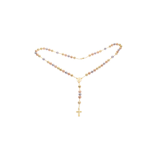Colar Virgem de Guadalupe e a Cruz Italiana Ouro 18K, Ouro 14K três tons Rosário