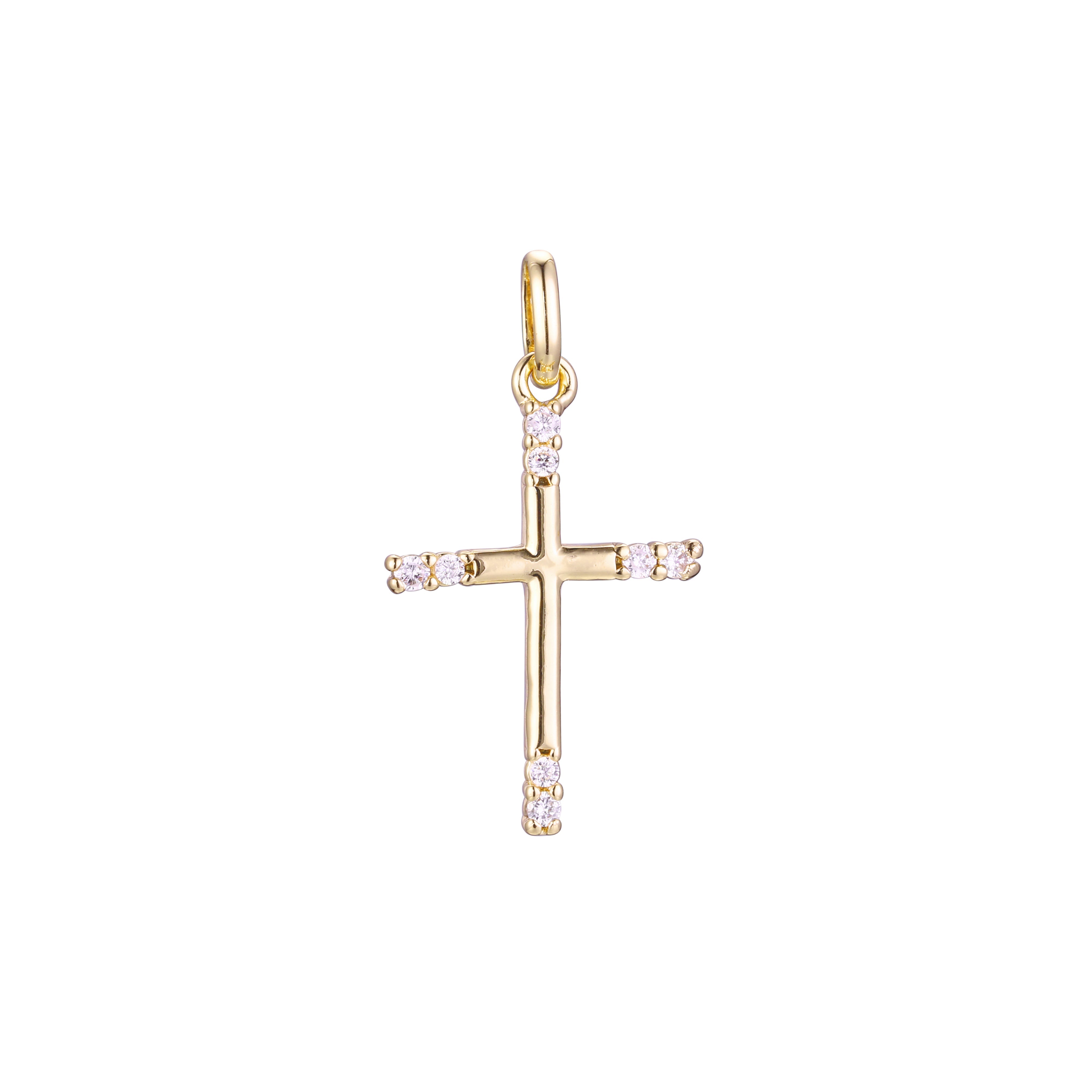 Pingente de cruz latina em ouro rosa de dois tons, cores banhadas a ouro 14K