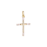 Pingente de cruz latina em ouro rosa de dois tons, cores banhadas a ouro 14K
