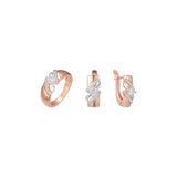 Ring-Schmuckset mit Band und drei Steinen, plattiert in den Farben Ros¨¦gold