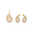 Conjunto de joias com pingente de ouro 14K em lágrima pavimentada