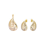 Conjunto de joias com pingente de ouro 14K em lágrima pavimentada