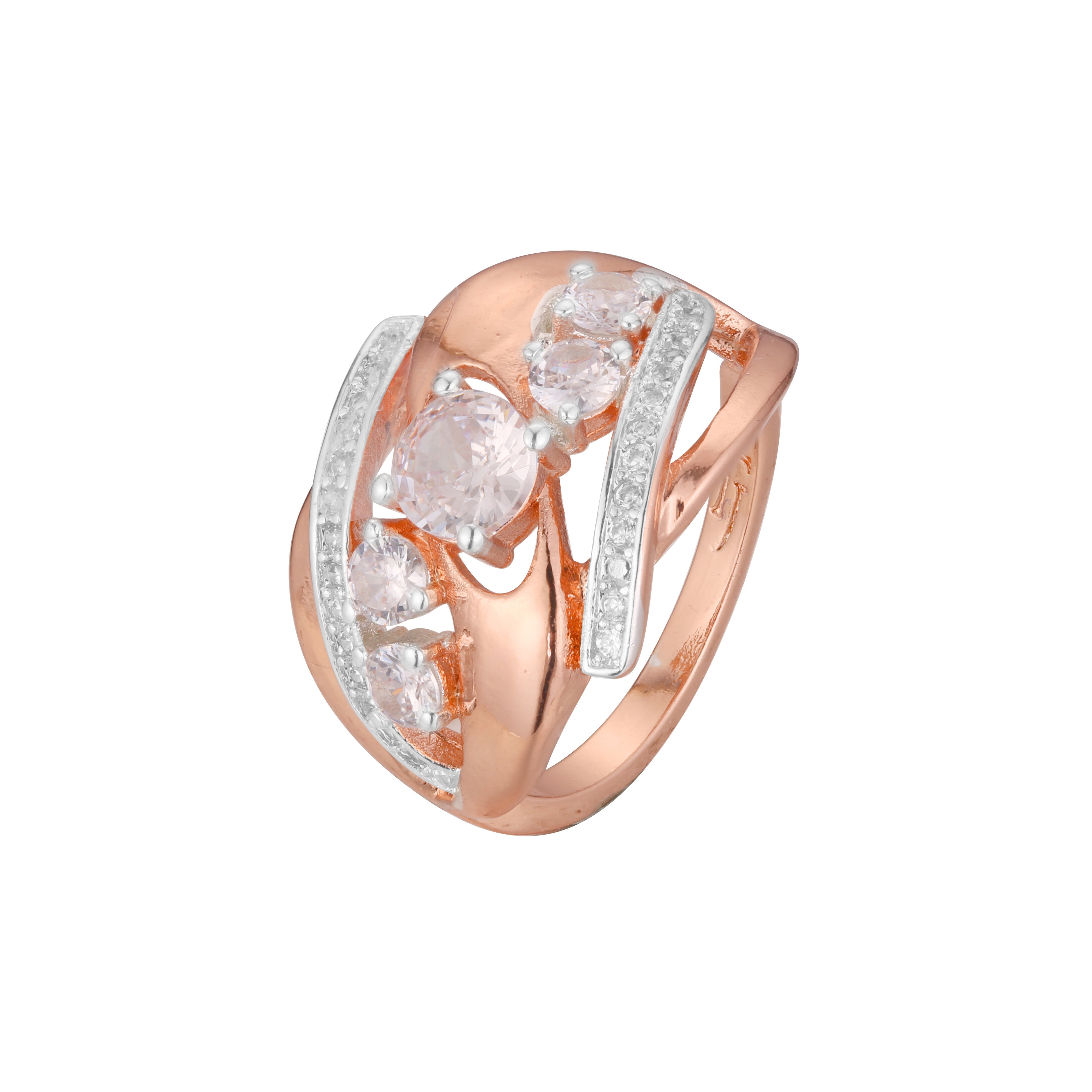 Rose Gold two tone cluster rings