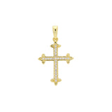 Cluster white CZs 14K Gold Latin Cross Pendant