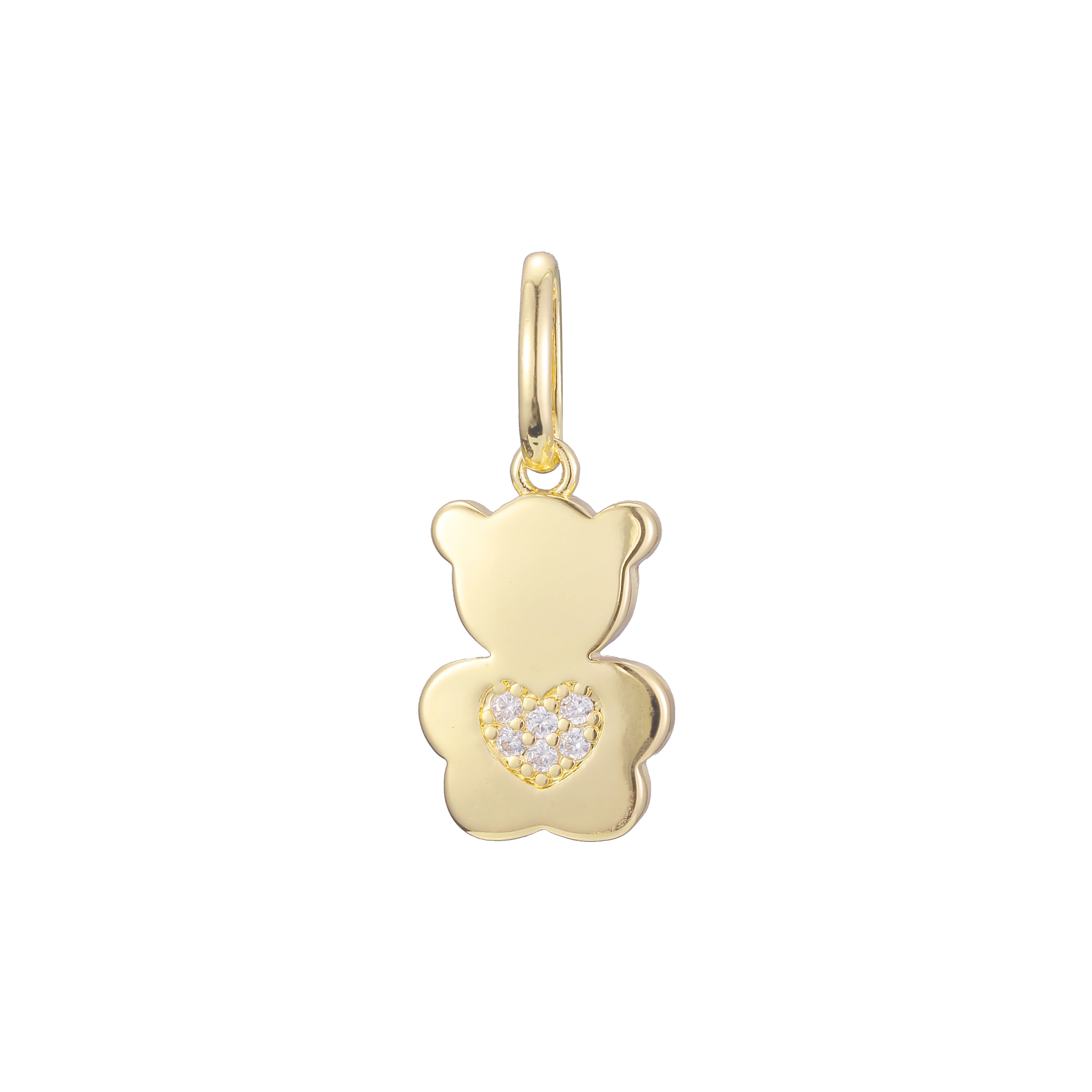 玫瑰金小熊动物吊坠，14K 镀金颜色