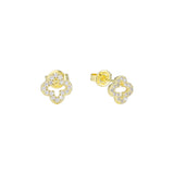 Ohrstecker aus 14-karätigem Gold mit Kleeblatt-Pavé und Zirkonia