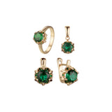 Conjunto de joias de pedra grande Solitaire banhado em ouro 14K, cores de ouro rosa