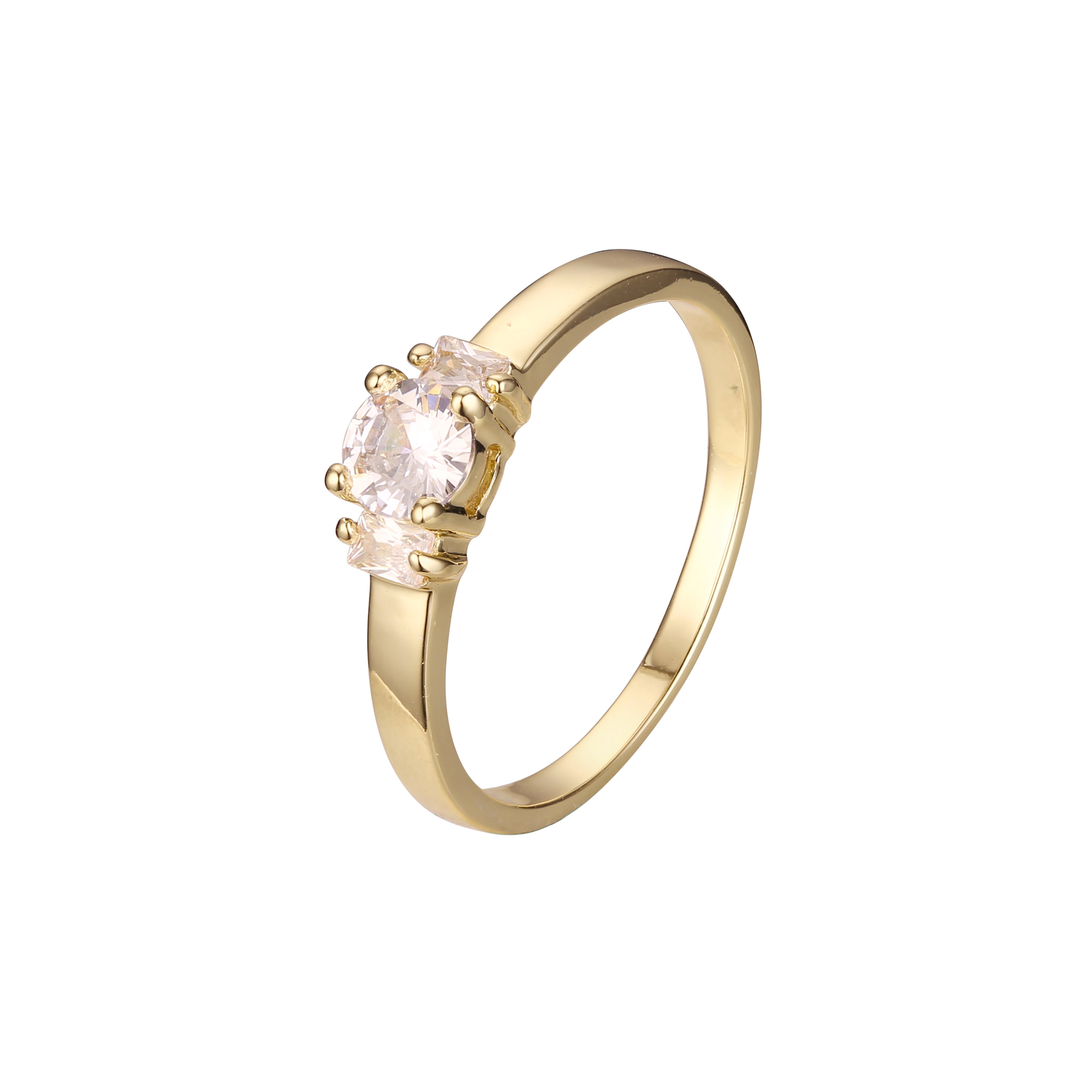 Lado de anéis solitários com 2 pedras lapidadas em esmeralda em ouro 18K, cores banhadas a ouro branco