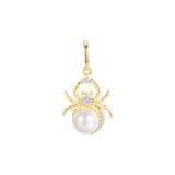 Spider animal pearl pendant in Rose Gold two tone, 14K Gold plating colors