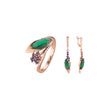 Paciência Rose Gold Marquise verde lateral com cravação de pedras azuis