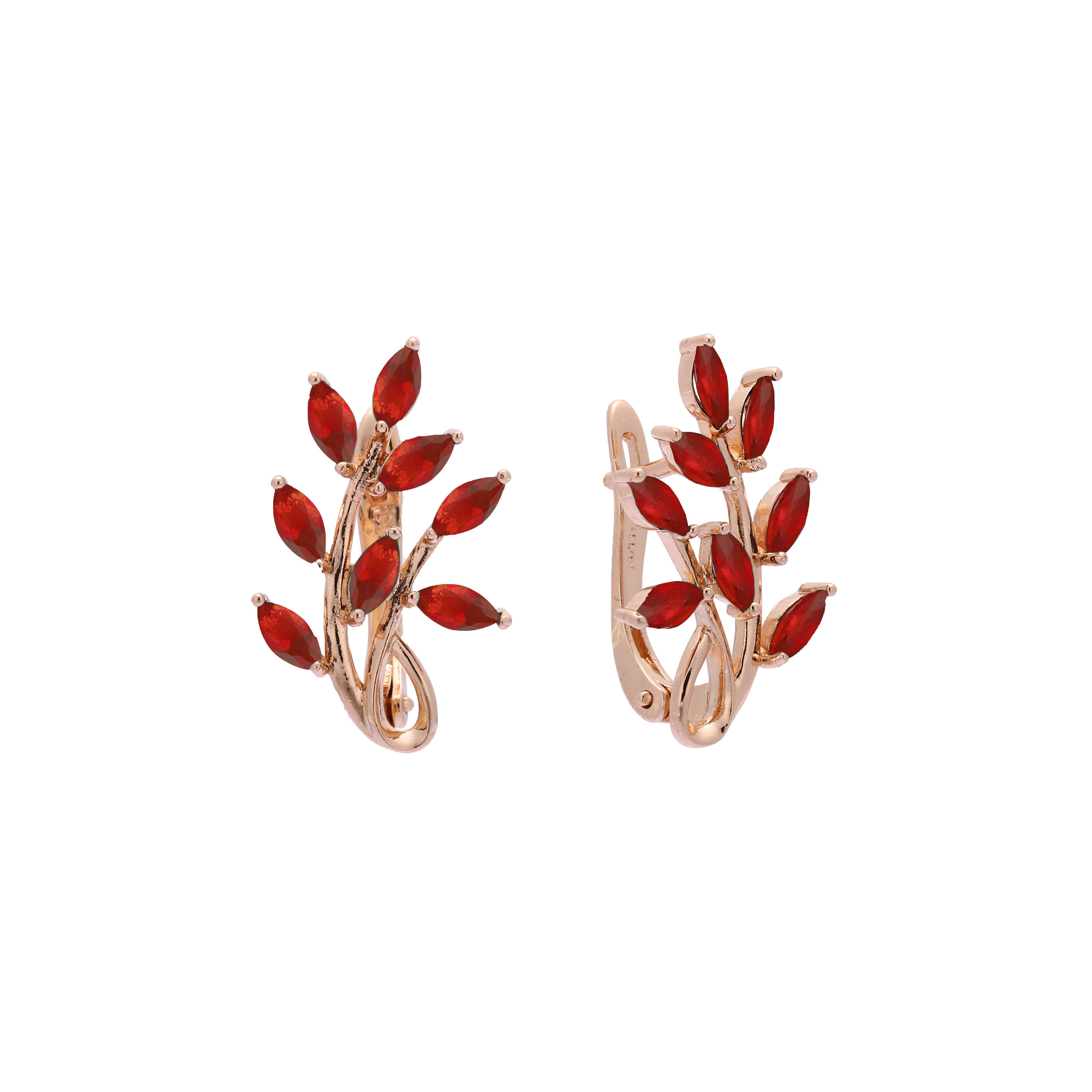 Pendientes de oro rosa con circonitas cúbicas y flores en racimo ascendente