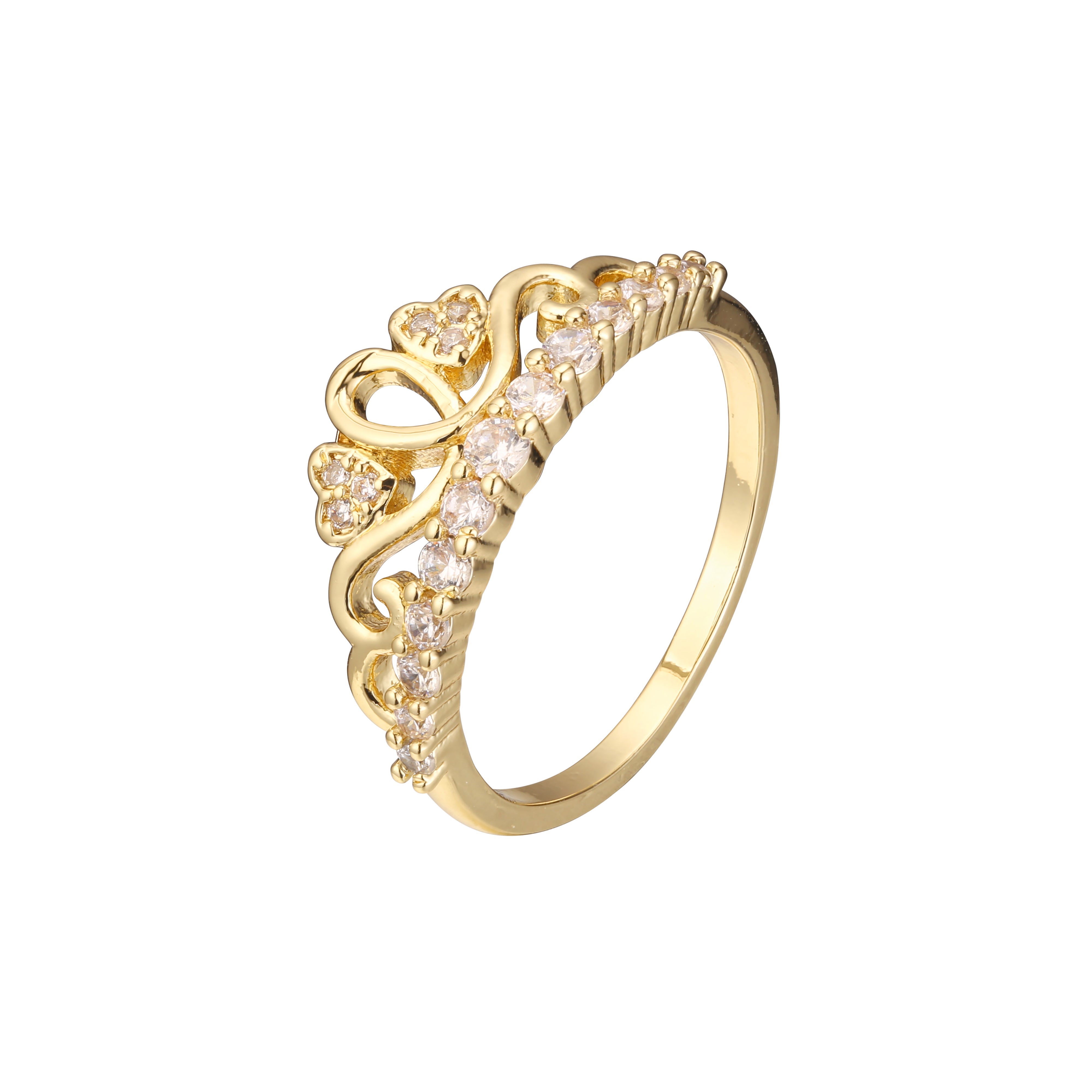 Crown rings in 18K Gold, White Gold, 14K Gold, Rose Gold, two tone plating colors