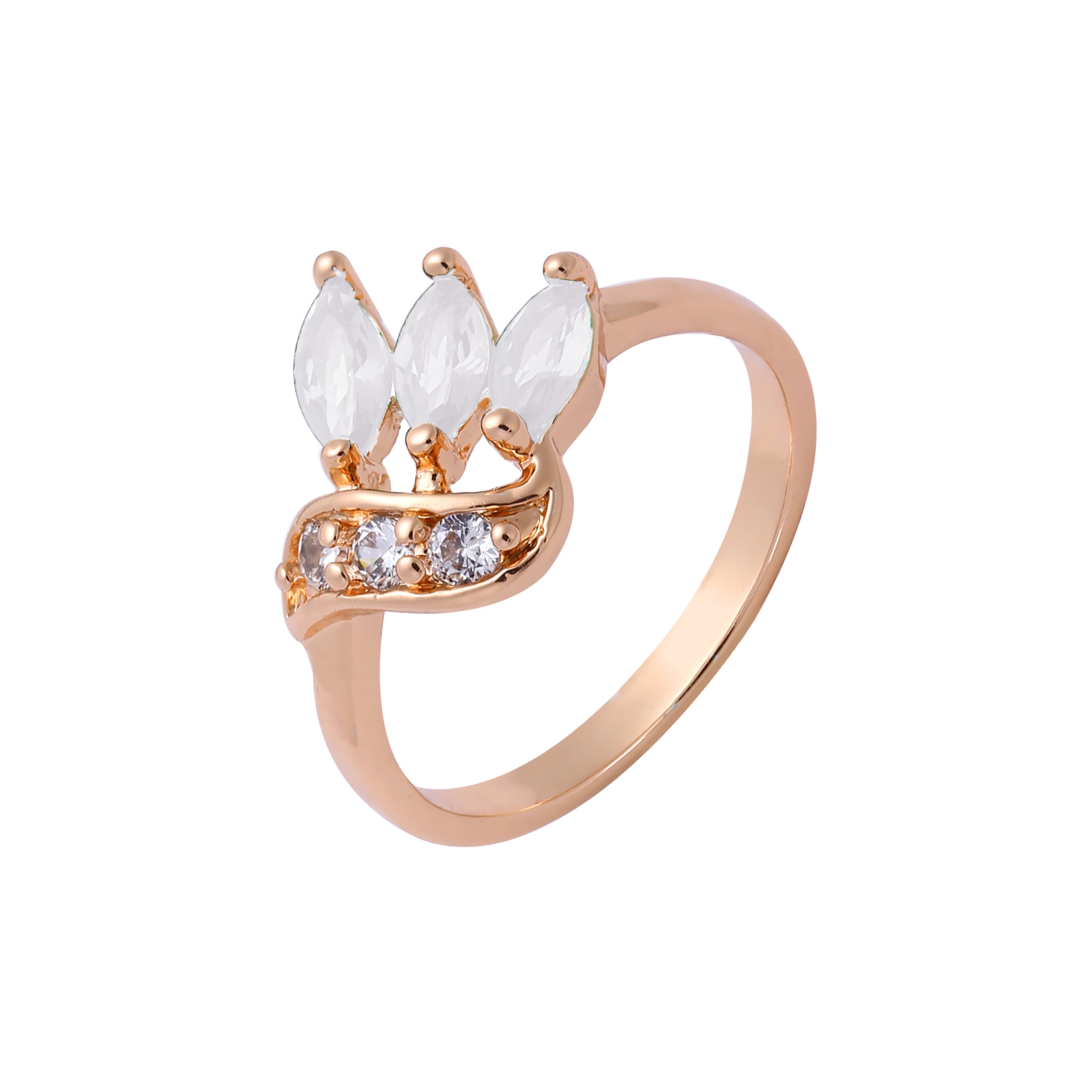 Anéis de ouro rosa com três pedras