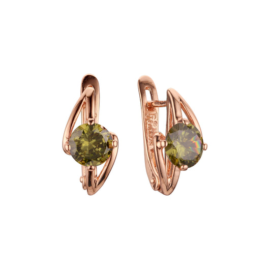 Solitär-Ohrringe mit buntem Zirkonia und Blitz-Symbol in Roségold