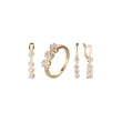 Conjunto de três pedras em ouro 14K em dois tons