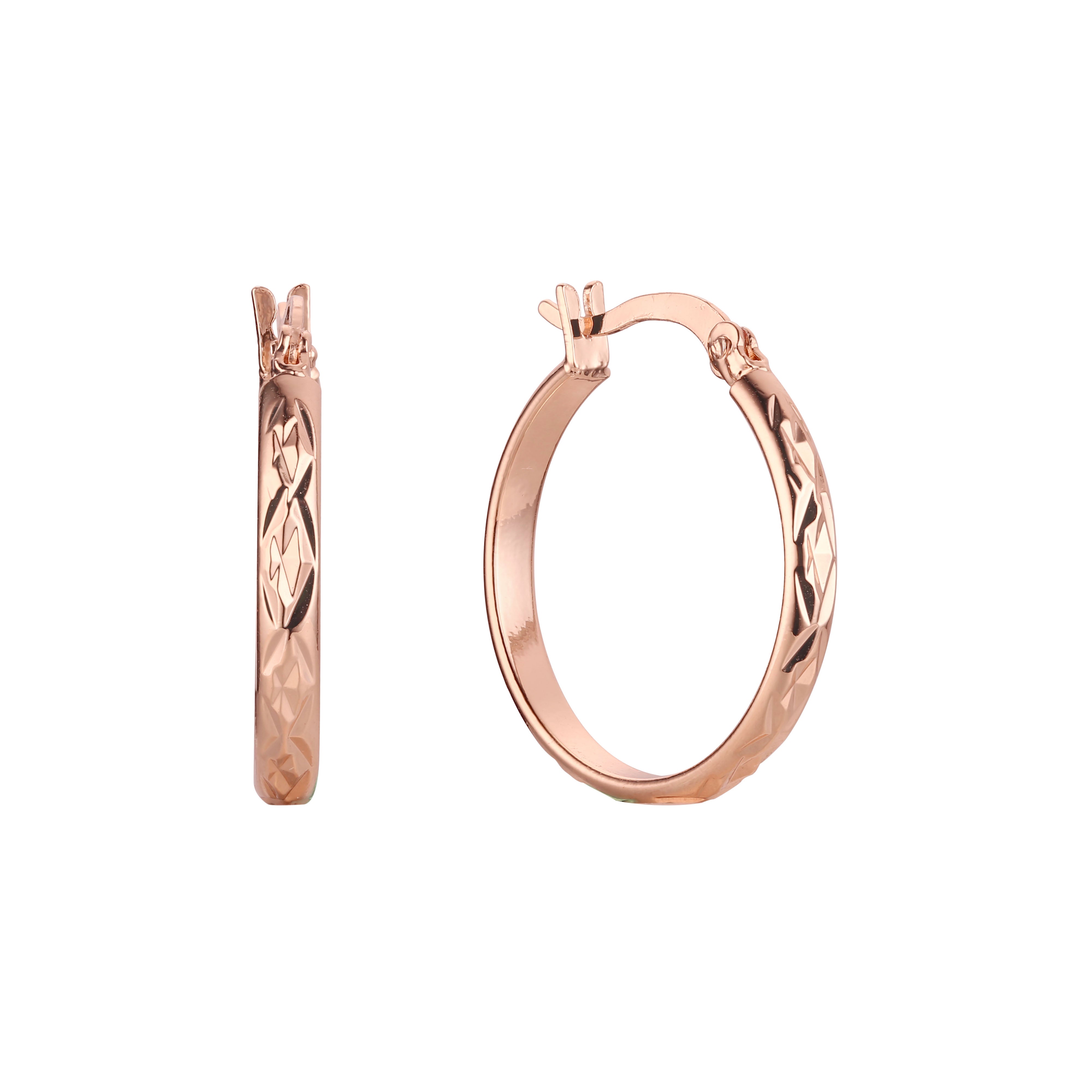 Brinco de argola em ouro 14K, cores banhadas a ouro rosa