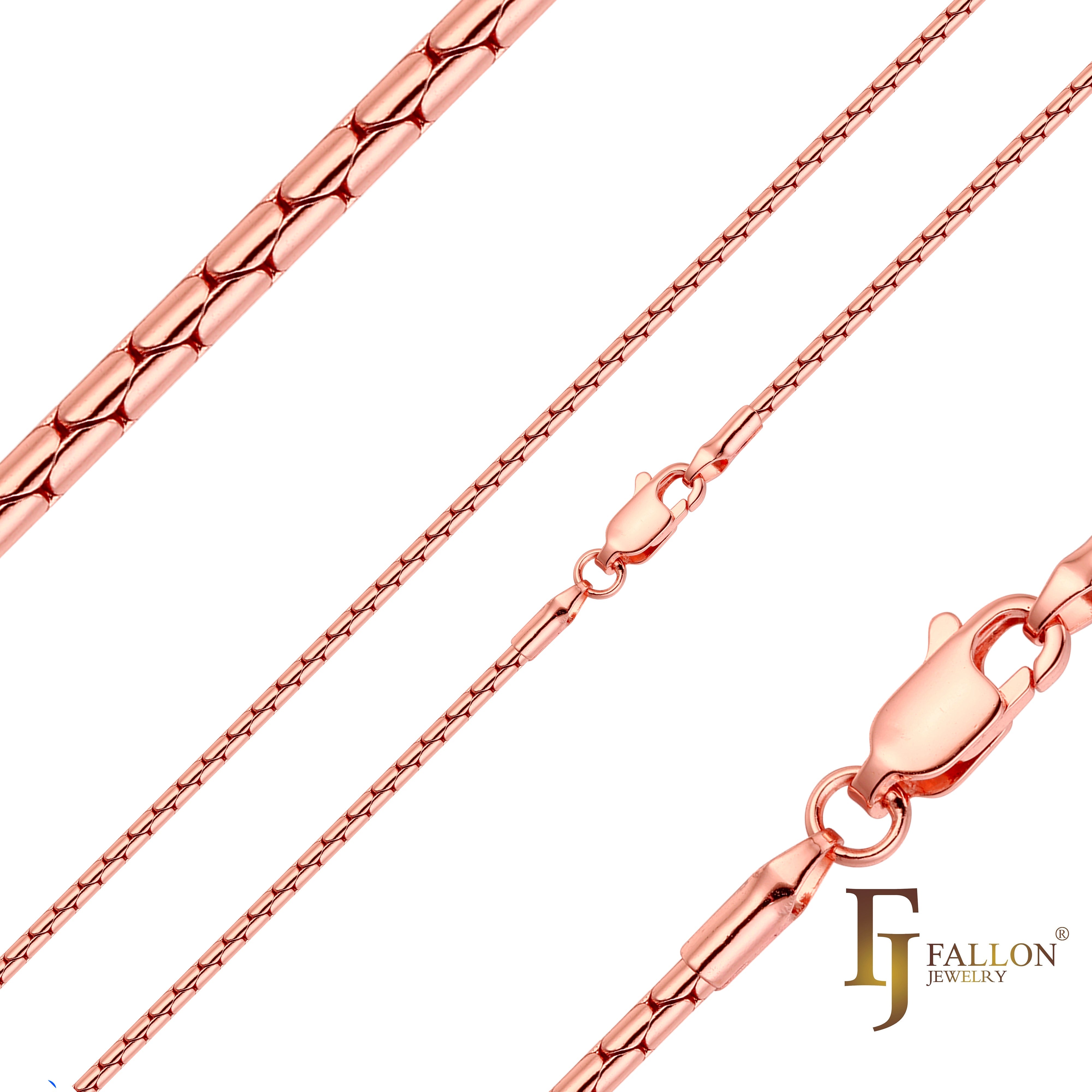 Cadenas compactas y delgadas con eslabones Boston chapadas en oro rosa de 14 quilates