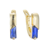 单颗方形彩色 CZ 14K 金、玫瑰金耳环
