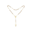 Italian Virgin of Sunburst Etched Guadalupe Catholic Rosary Necklace (Faceted Disco Beads) plated in 14K Gold