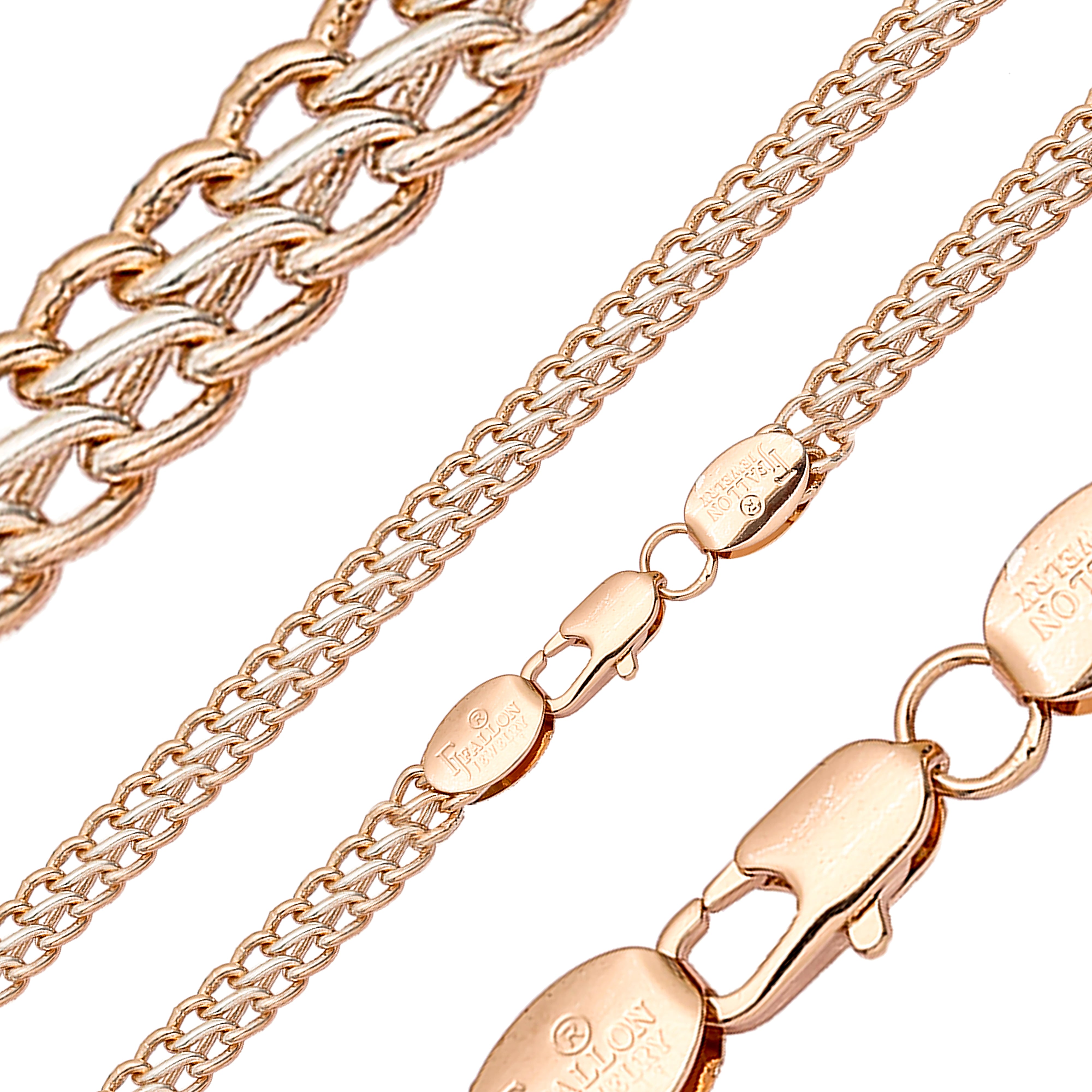 Cadenas de doble eslabón de cable chapadas en Oro 14K.
