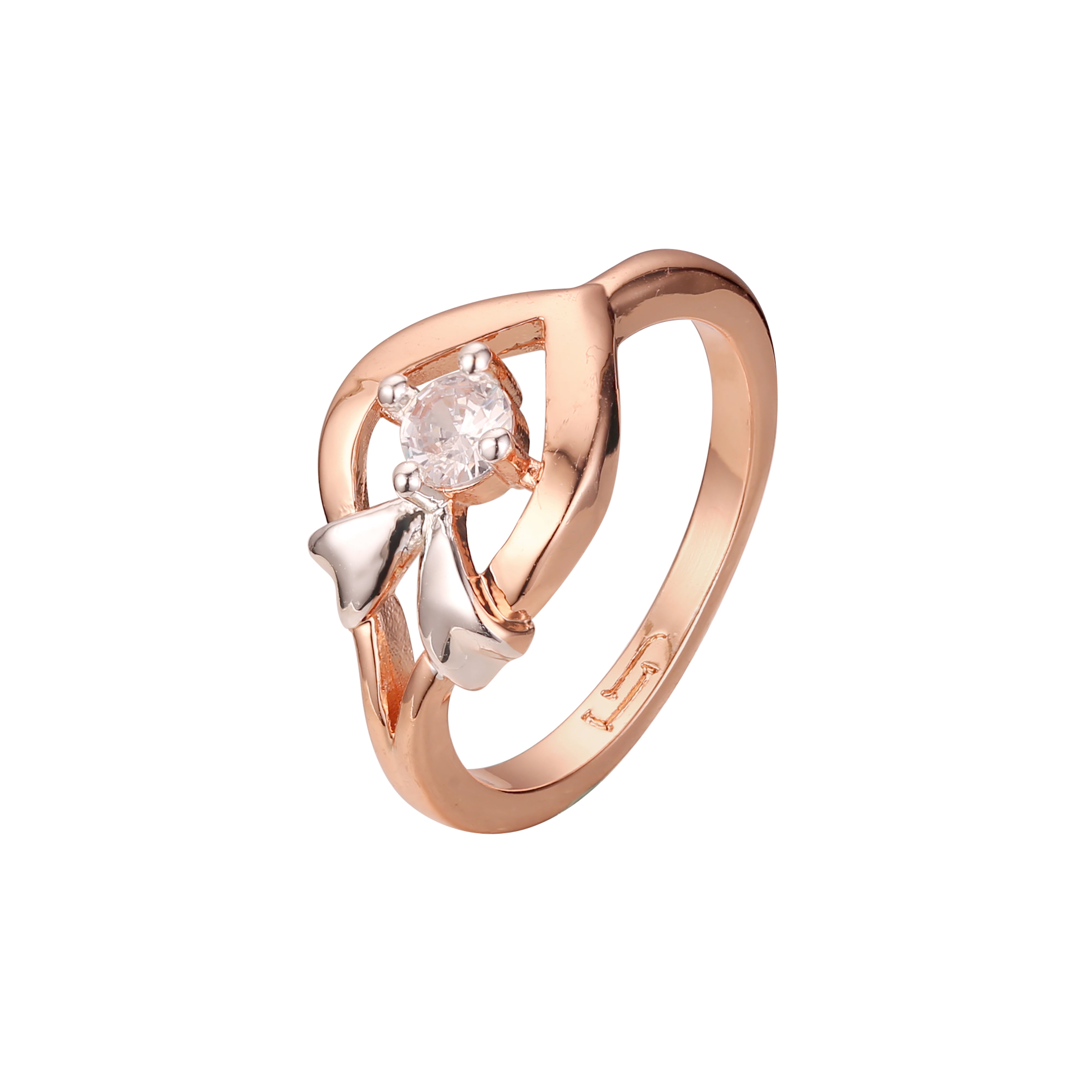 Anillos de cinta solitario de dos tonos de oro rosa