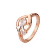 Anillos de cinta solitario de dos tonos de oro rosa
