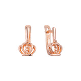 Crown child earrings in 14K Gold, Rose Gold, two tone plating colors