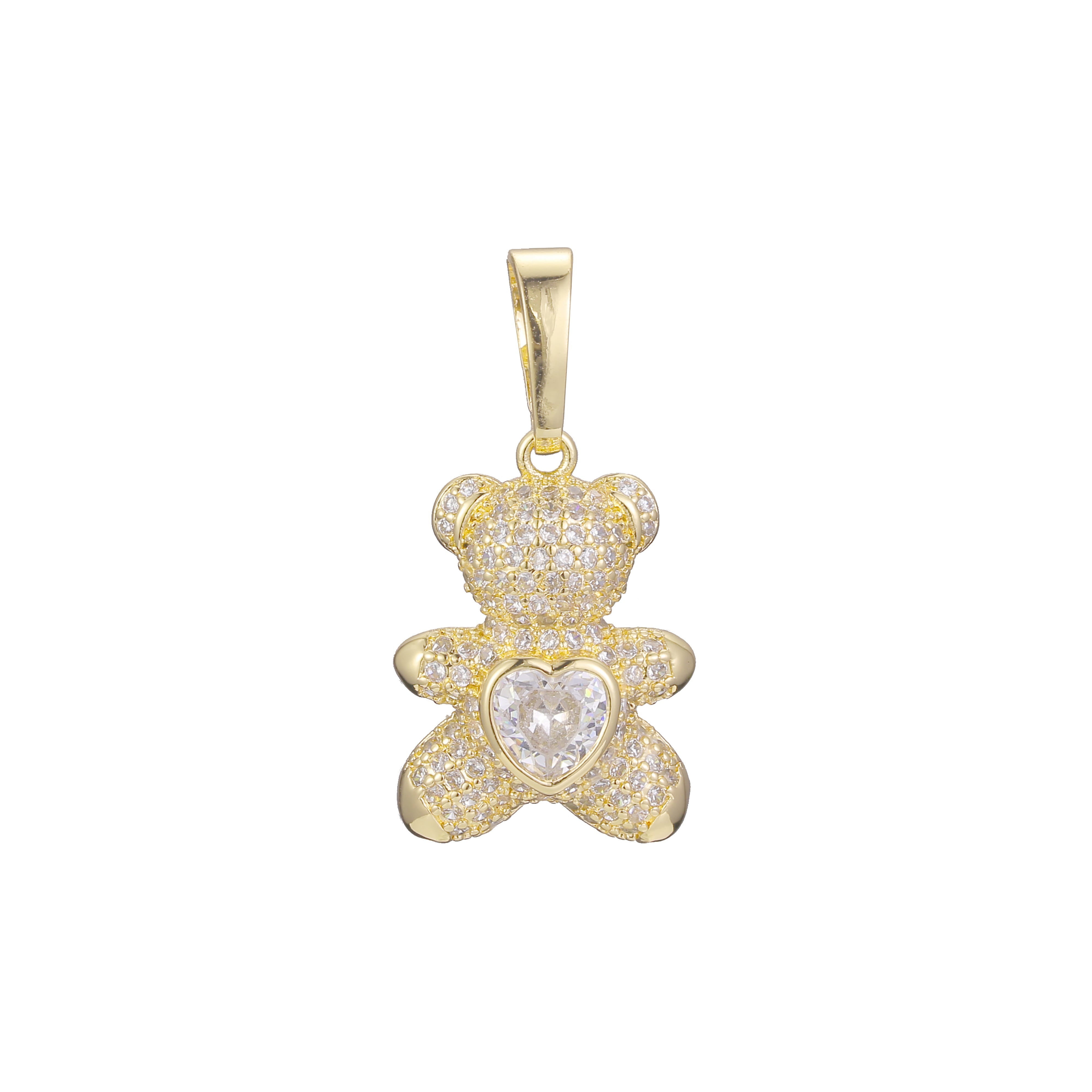 玫瑰金熊动物吊坠，14K 镀金颜色