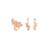 Luxuoso e elegante conjunto de grandes borboletas com anéis em ouro rosa, duas cores de revestimento
