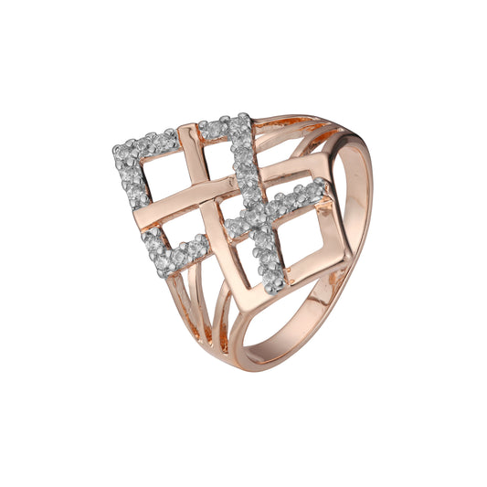 Rhombus rings paveds in 18K Gold, 14K Gold, Rose Gold two tone plating colors