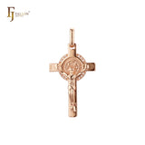 Crucifix Cluster White CZ Rose Gold Cross Pendant