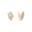 Pendientes de oro rosa con hojas y circonitas de colores