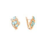Pendientes de oro rosa con hojas y circonitas de colores