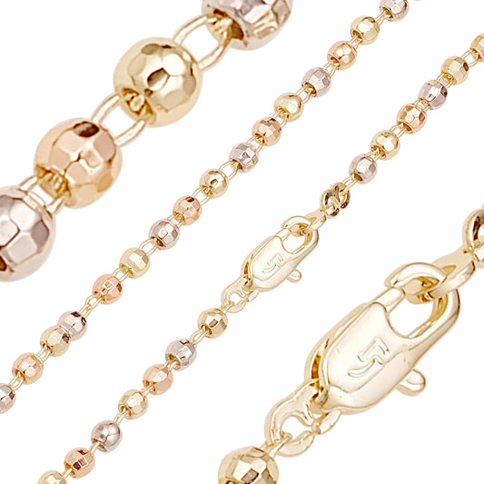 Abalorios Oro 14K cadenas tricolores