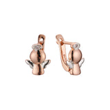 Aretes bebé ángel niño en Oro 14K, Oro Rosa, baño en dos colores