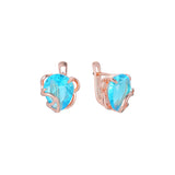 Pendientes grandes y coloridos de oro rosa con circonitas cúbicas