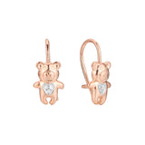 Aretes de niño con gancho de alambre de oso en Oro 14K, oro rosa, baño de dos colores