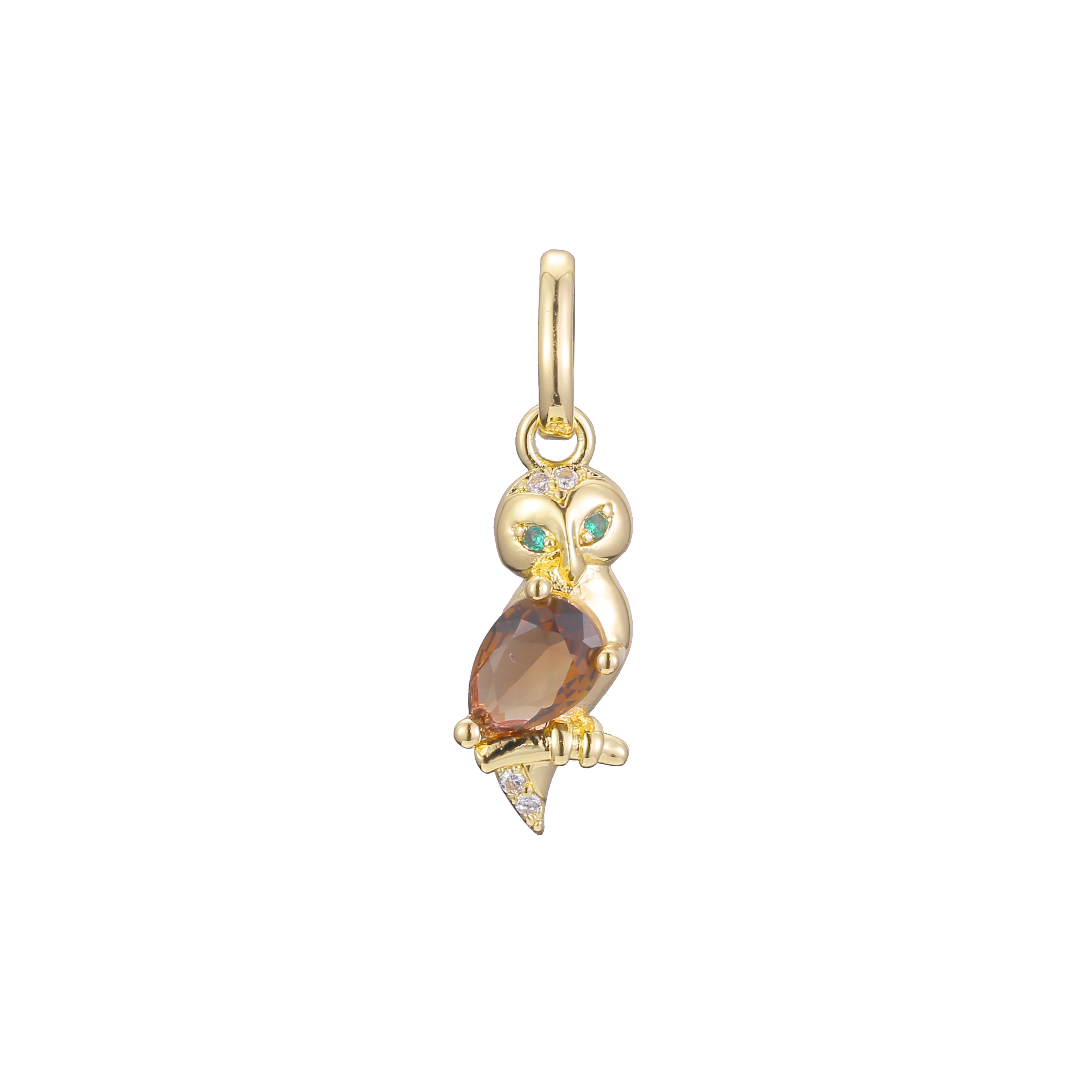 Owl animal pendant in Rose Gold two tone, 14K Gold plating colors