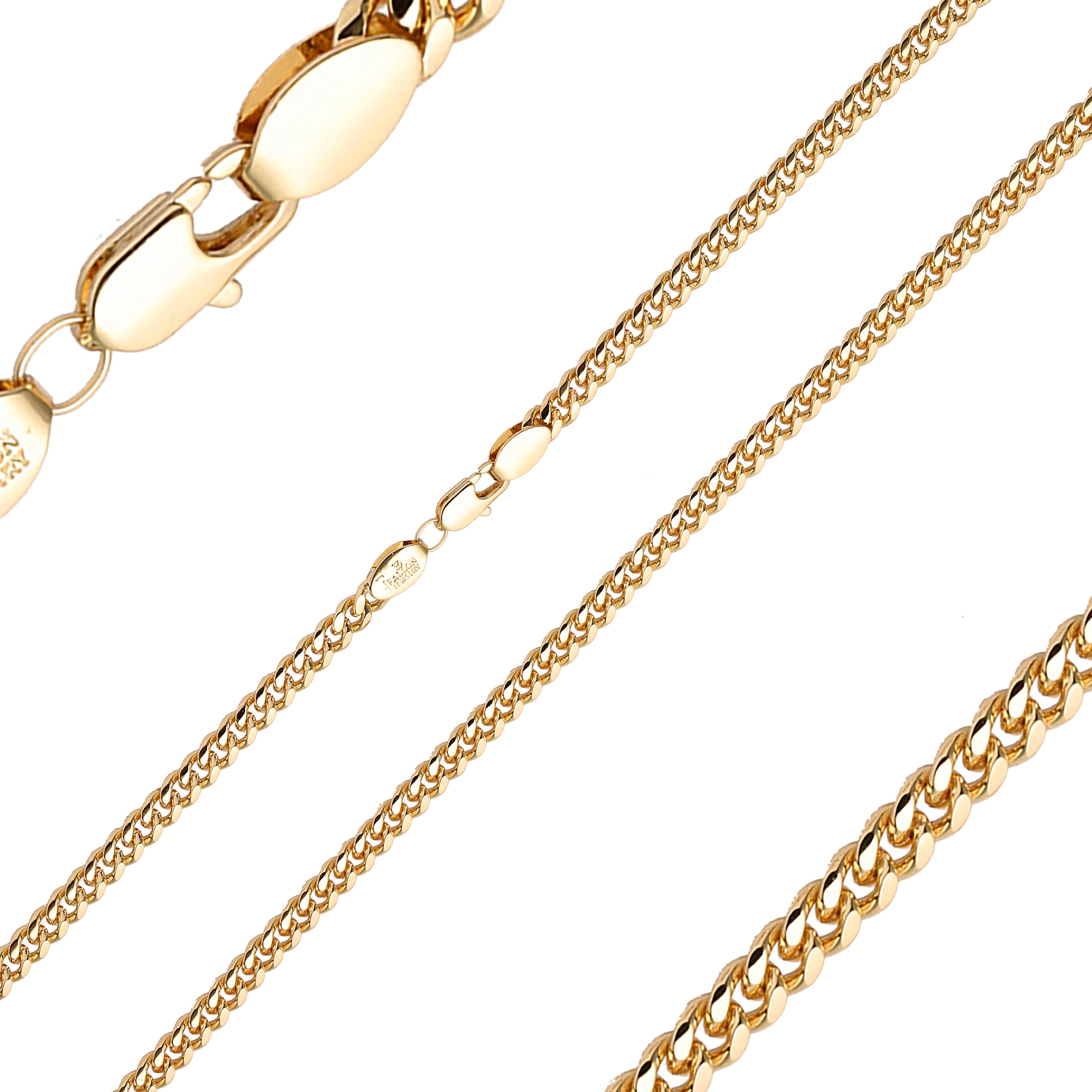 Cadenas Cubanas Clásicas Estilo Miami, enchapadas en Oro Amarillo de 14K en dos tonos, Oro 18K, Oro Blanco RF