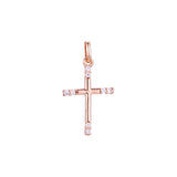 Pingente de cruz latina em ouro rosa de dois tons, cores banhadas a ouro 14K