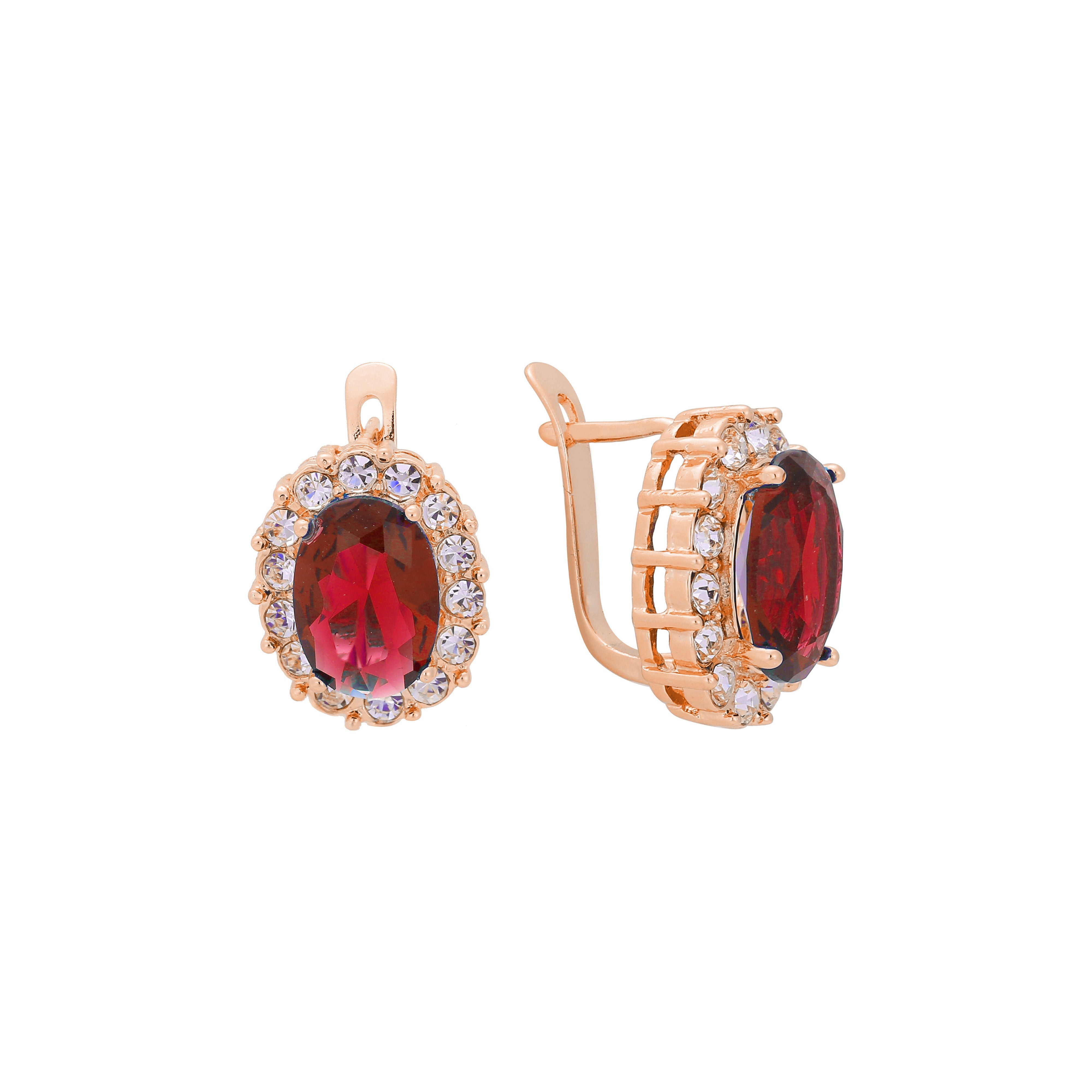 Halo luxuriöse Cluster CZ 14K Gold, 18K Gold, Roségold Ohrringe