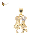 Pingente de joias FJ Fallon em ouro 14K para duas crianças