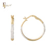 Rhombus Textured 14K Gold, Rose Gold two tone Hoop Earrings
