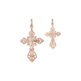 🔥 Eastern Orthodox Russian budded pendant in Rose Gold two tone, 14K Gold plating colors