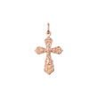 Colgante cruz ortodoxa en flor en Oro Rosa bicolor, baño de Oro 14K colores